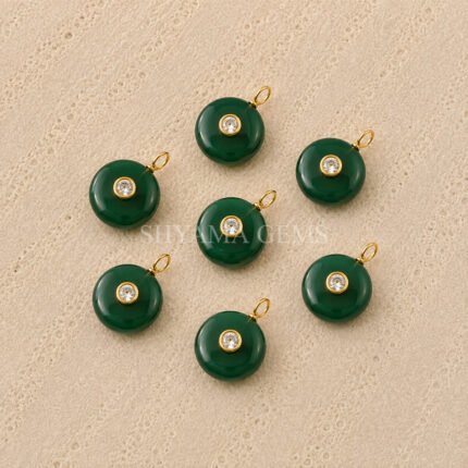Green Onyx Round Inlay Pendant 15mm
