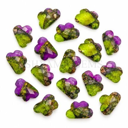 Green Purple Copper Turquoise Cloud Shape Carved Loose Gemstone 12mm