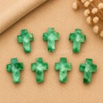 Green Strawberry Faceted Cross Shape Loose Gemstone 15x10mm