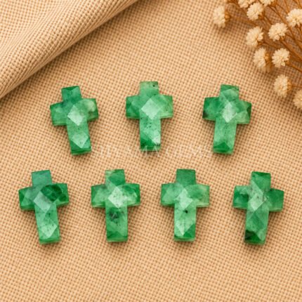 Green Strawberry Faceted Cross Shape Loose Gemstone 15x10mm