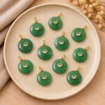 Green Strawberry Quartz Round Inlay Pendant 15mm