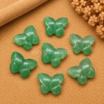 Green Strawberry Hand Carved Butterfly Gemstone 13mm