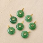 Green Strawberry Quartz Round Inlay Pendant 15mm