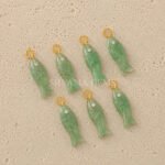 Green Strawberry Quartz Fish Inlay Pendant 25x8mm