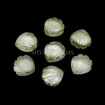 Green Amethyst Carved Shell Gemstone 12mm