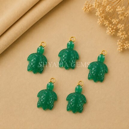 Green Onyx Turtle Carved 18mm Gemstone Pendant