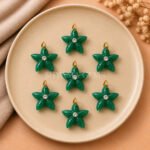 Green Strawberry Starfish Carved 15mm Pendant