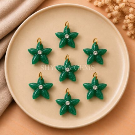 Green Strawberry Starfish Carved 15mm Pendant