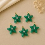 Green Strawberry Starfish Carved 15mm Pendant