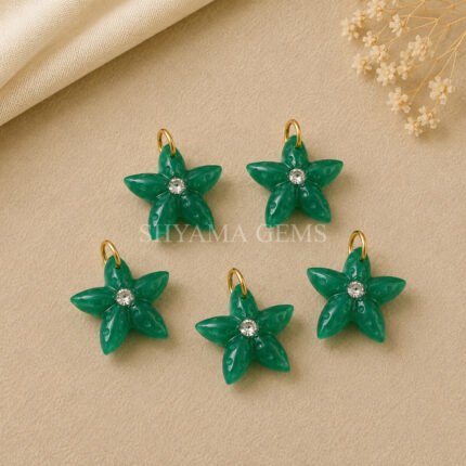Green Strawberry Starfish Carved 15mm Pendant