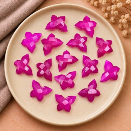 Hot Pink Chalcedony Butterfly 13mm