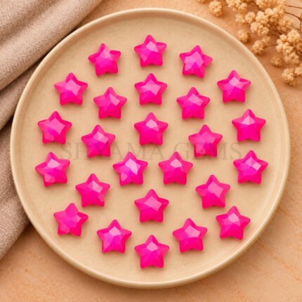 Hot Pink Chalcedony Star Faceted Loose Gemstone 10mm