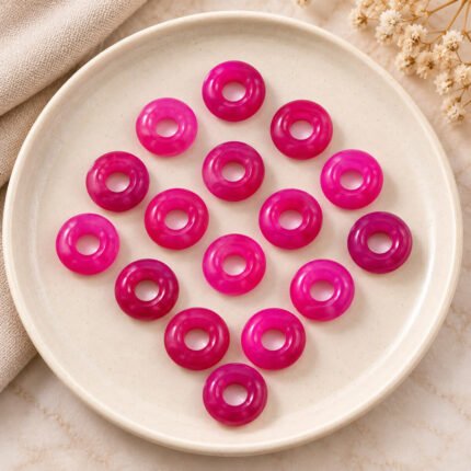 Hot Pink Chalcedony Donut Gemstone 15mm