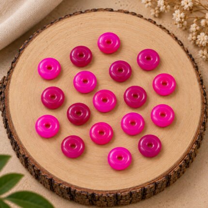 Hot Pink Chalcedony Donut Gemstone 15mm