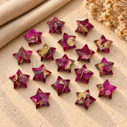 Hot Pink Copper Turquoise Star Faceted Loose Gemstone 10mm
