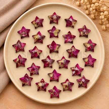 Hot Pink Copper Turquoise Star Faceted Loose Gemstone 10mm