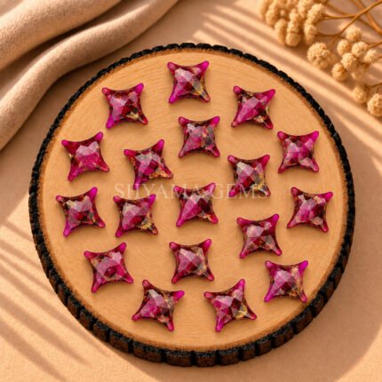 Hot Pink Chalcedony Carved Ninja Star Loose Gemstone 15mm