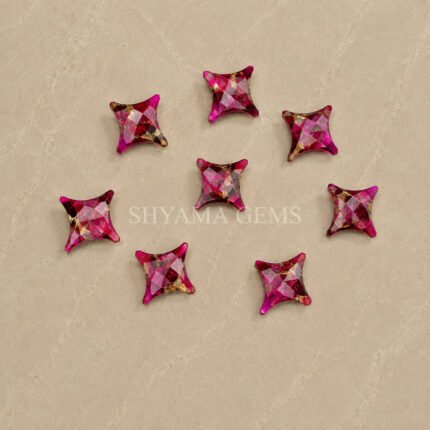 Hot Pink Chalcedony Carved Ninja Star Loose Gemstone 12mm