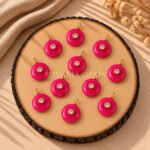 Hot Pink Chalcedony Round Inlay Pendant 15mm