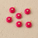 Hot Pink Chalcedony Round Inlay Pendant 15mm