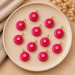 Hot Pink Chalcedony Round Inlay Pendant 15mm