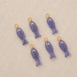 Iolite Quartz Fish Inlay Pendant 25x8mm