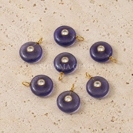 Iolite Round Inlay Pendant 15mm