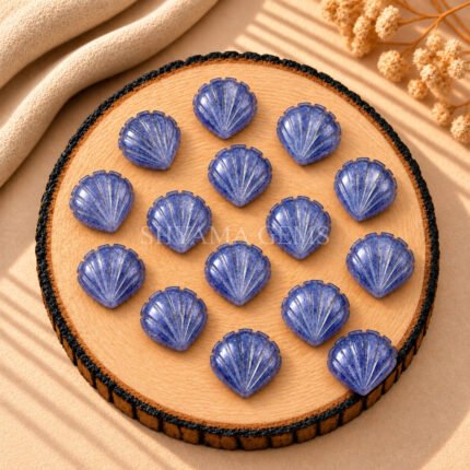 Iolite Carved Shell Gemstone 12mm