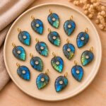 Labradorite Leaf Inlay Pendant 14x10mm