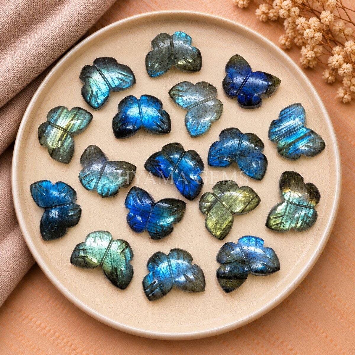 Labradorite Hand Carved Butterfly Gemstone 13mm Labradorite Hand Carved Butterfly Gemstone 13mm