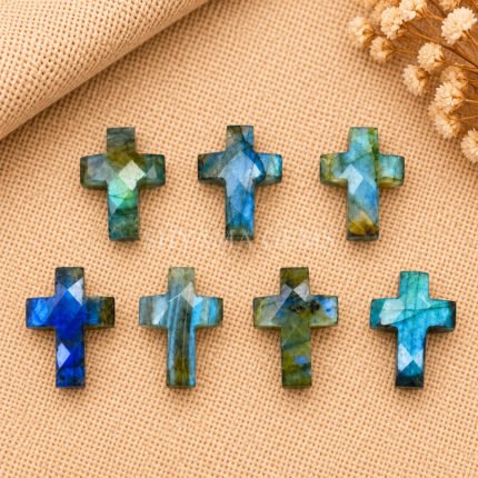 Labradorite Faceted Cross Shape Loose Gemstone 15x10mm
