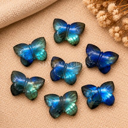 Labradorite Hand Carved Butterfly Gemstone 13mm