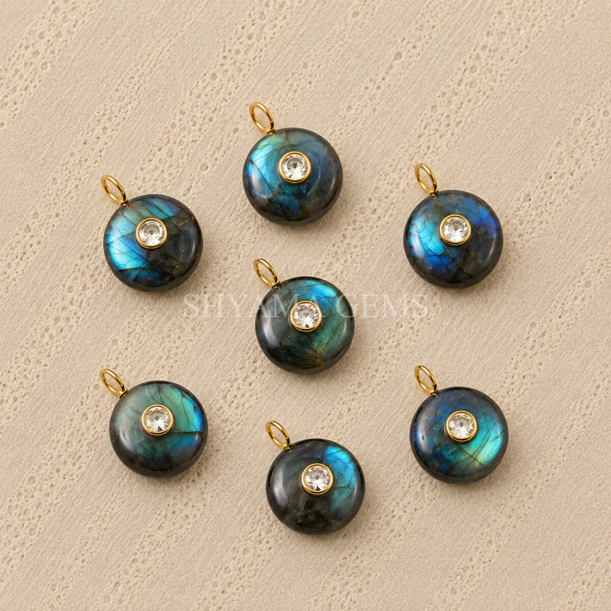 Labradorite Round Inlay Pendant 15mm Labradorite Round Inlay Pendant 15mm