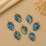 Labradorite Leaf Inlay Pendant 14x10mm