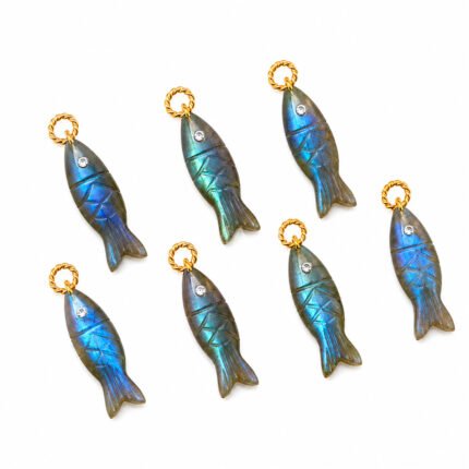 Labradorite Fish Inlay Pendant 25x8mm