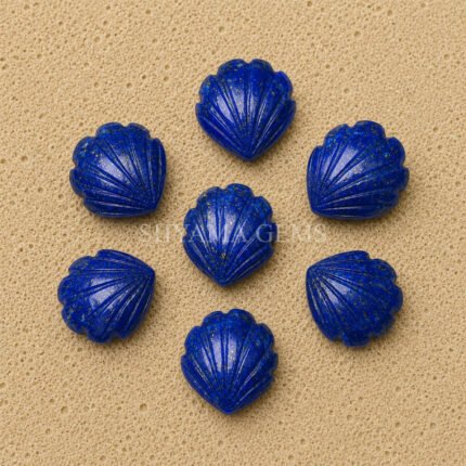 Lapis Lazuli Carved Shell Gemstone 12mm