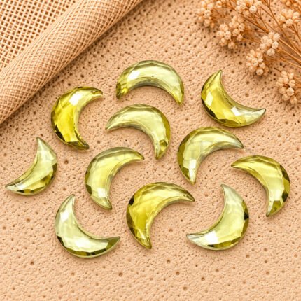 Lemon Quartz Faceted Moon Gemstone 17mm