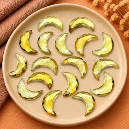 Lemon Quartz Faceted Moon Gemstone 17mm