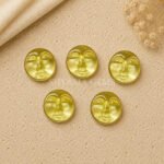 Lemon Quartz Full Moon Face Carved Loose Gemstone 15mm
