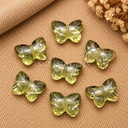 Lemon Quartz Hand Carved Butterfly Gemstone 13mm
