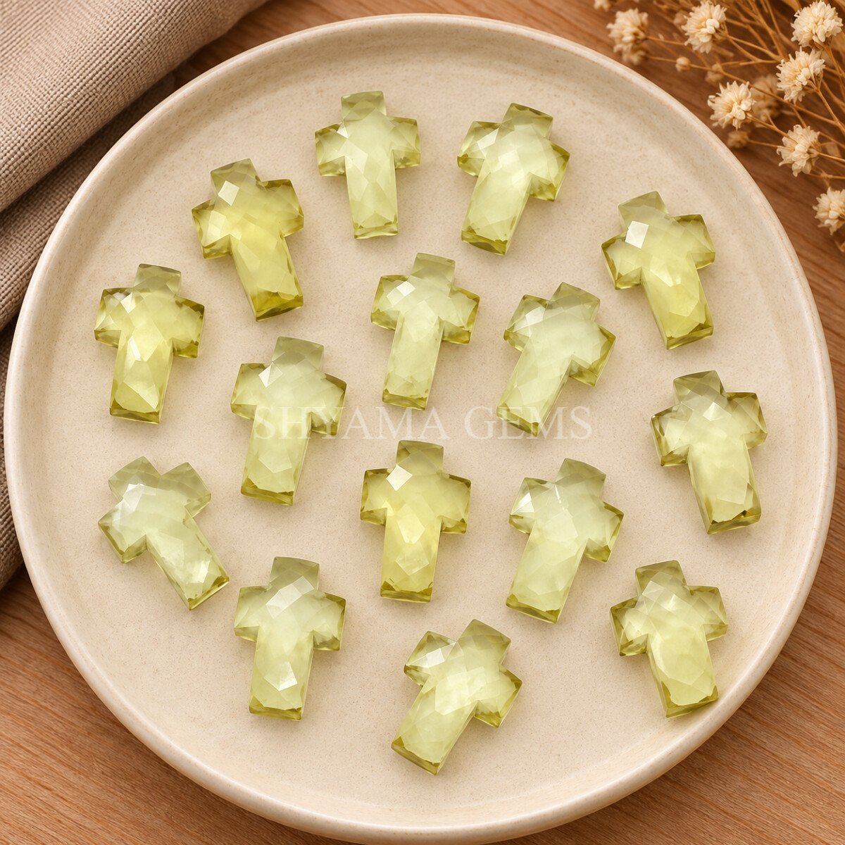 Lemon Quartz Faceted Cross Shape Loose Gemstone 15x10mm Lemon Quartz Faceted Cross Shape Loose Gemstone 15x10mm