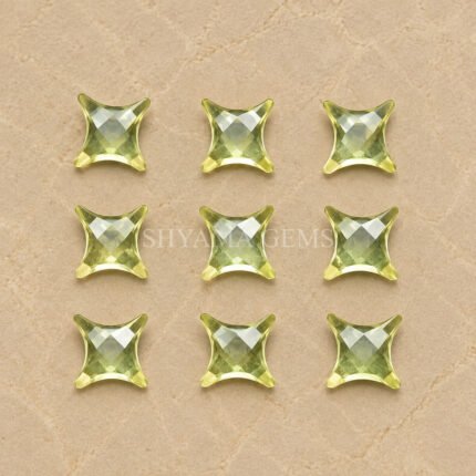 Lemon Quartz Carved Ninja Star Loose Gemstone 12mm
