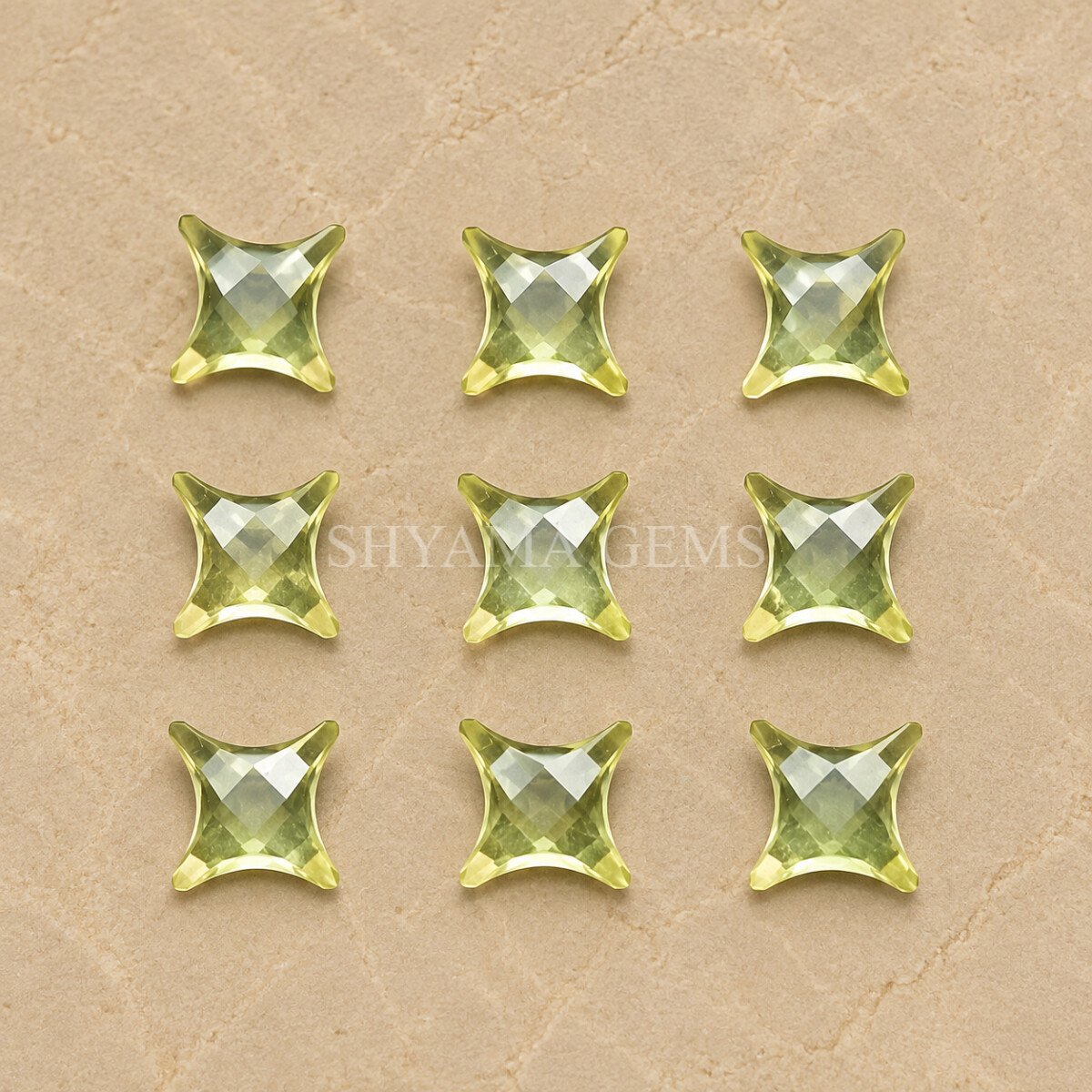 Lemon Quartz Carved Ninja Star Loose Gemstone 12mm Lemon Quartz Carved Ninja Star Loose Gemstone 12mm