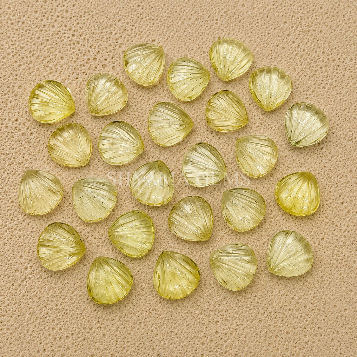 Lemon Quartz Carved Shell Gemstone 12mm Lemon Quartz Carved Shell Gemstone 12mm
