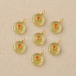 Lemon Quartz Round Inlay Pendant 15mm