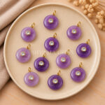 Light Purple Amethyst Round Inlay Pendant 15mm