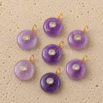 Light Purple Amethyst Round Inlay Pendant 15mm