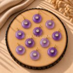 Light Purple Amethyst Round Inlay Pendant 15mm