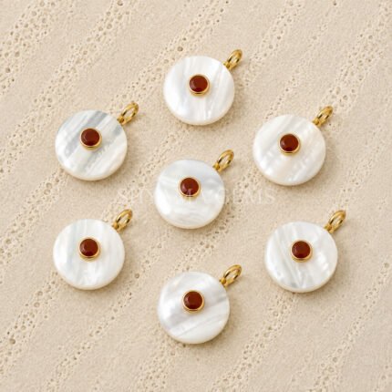 Mother of Pearl Round Inlay Pendant 15mm