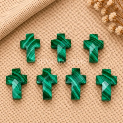 Malachite Faceted Cross Shape Loose Gemstone 15x10mm